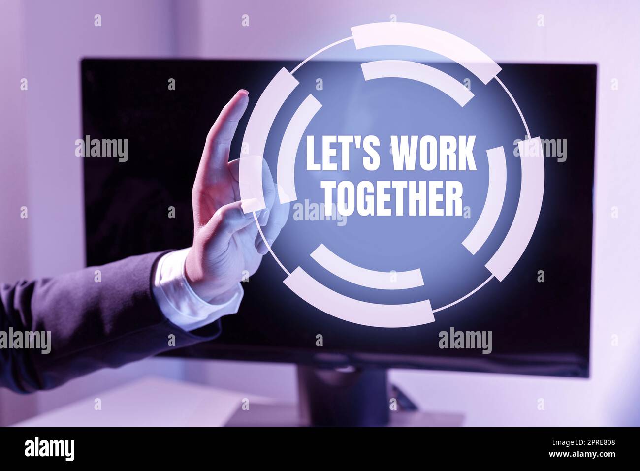 Sign displaying Let S Is Work Together, Word for Unite and Join Forces ...