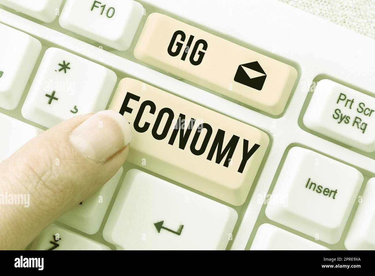 Writing displaying text Gig Economy, Business overview a market system distinguished by shortterm jobs and contracts Stock Photo