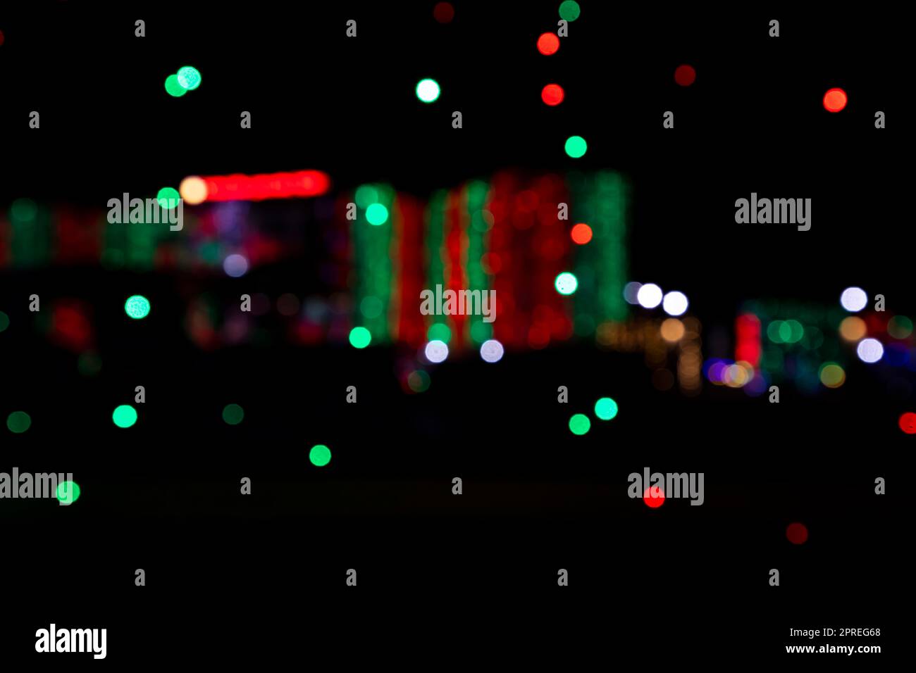 Abstract colorful bokeh light effects on the night black background ...