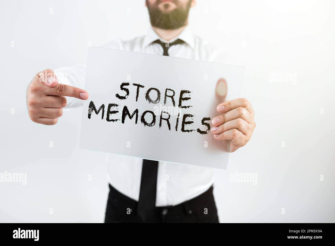 Sign displaying Store Memories, Word Written on a process of inputting ...