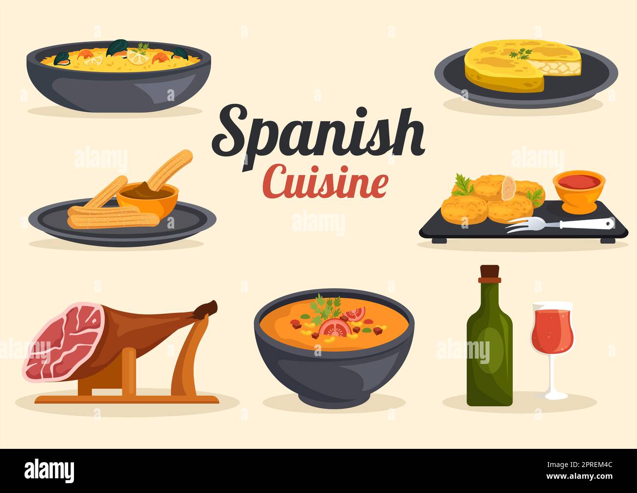 Spanish Food Cuisine Menu Restaurant with Various of Traditional Dish ...