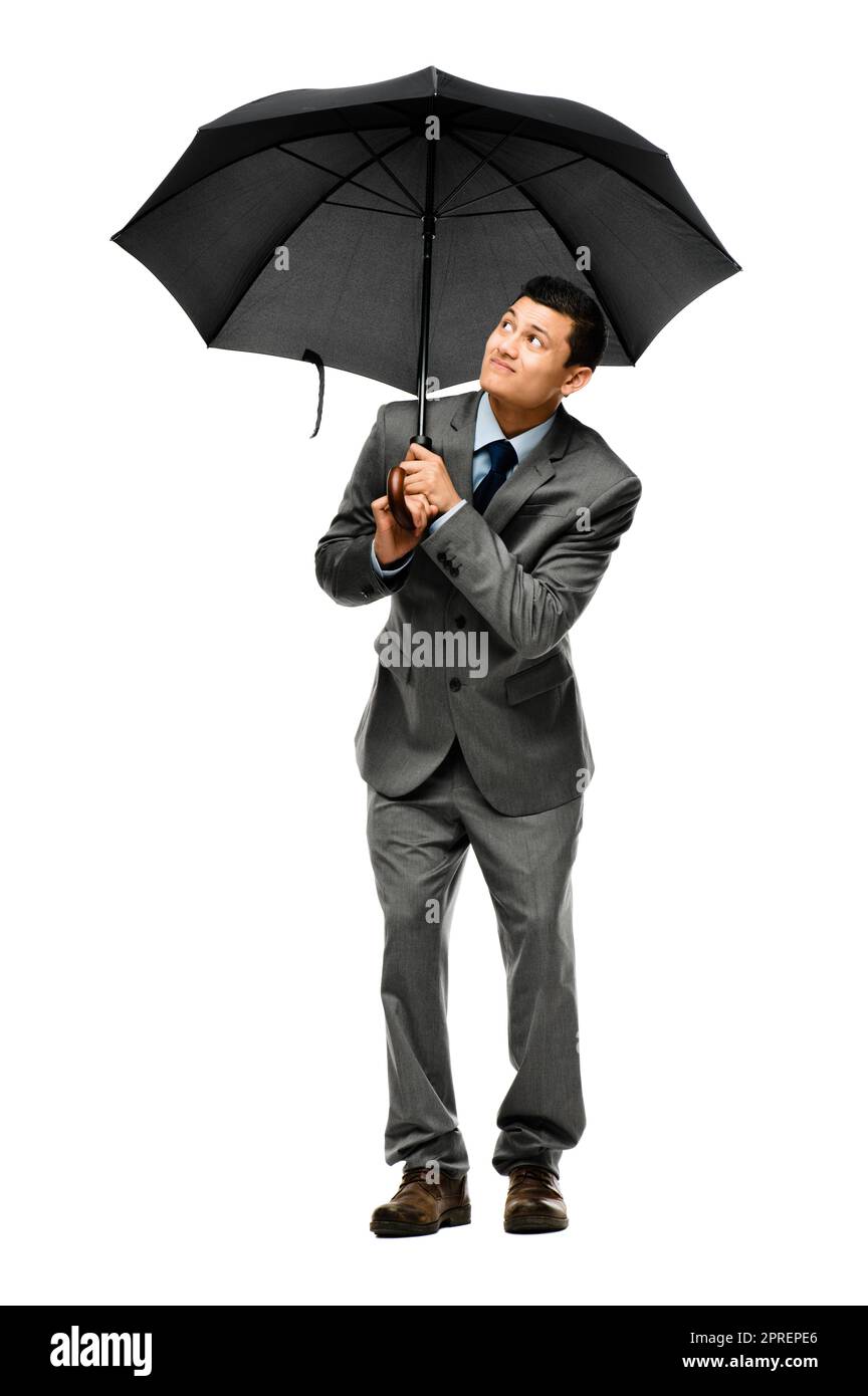 Getting the necessary coverage. a young businessman holding his