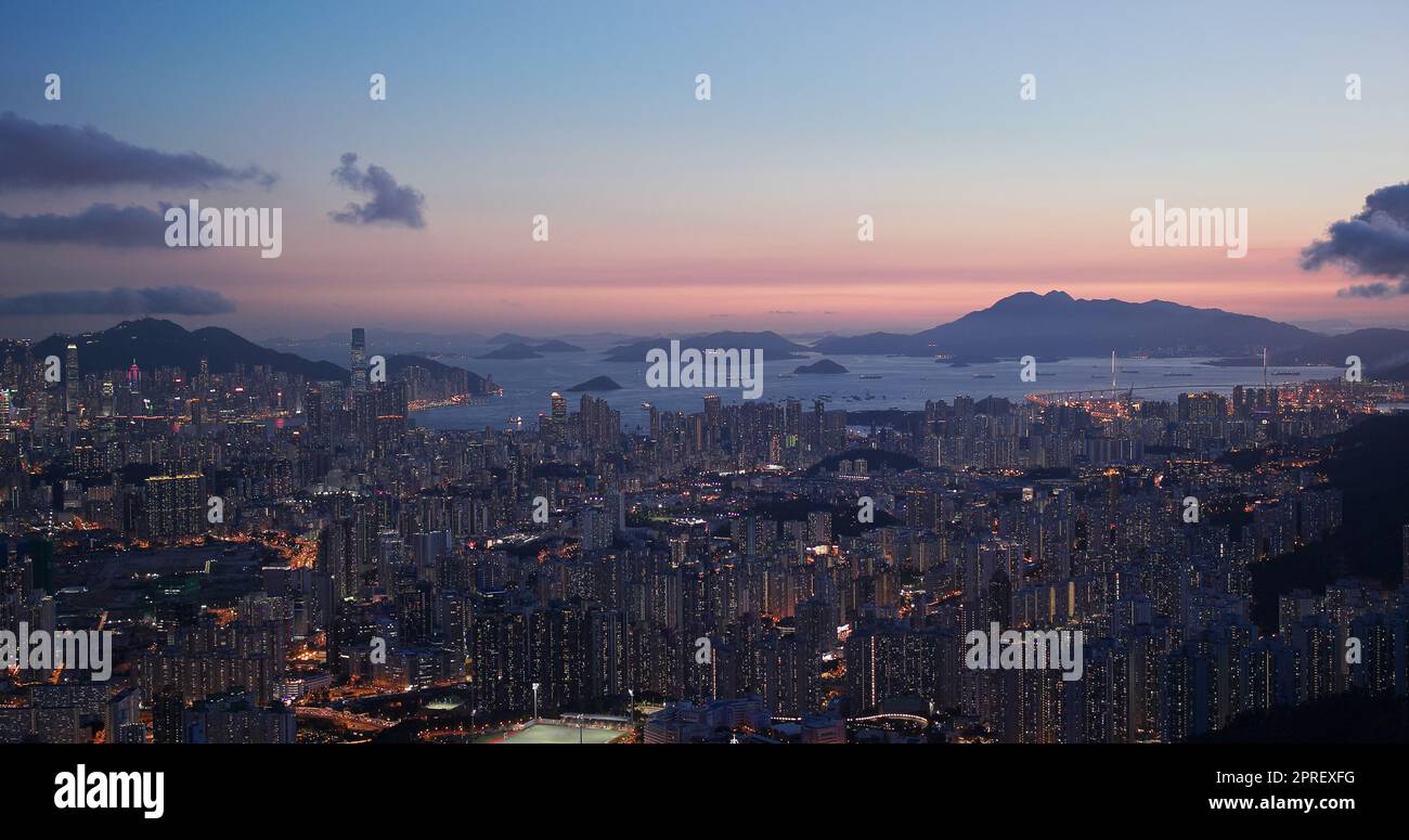 Hong Kong, 15 July 2020: Hong Kong city sunset Stock Photo - Alamy