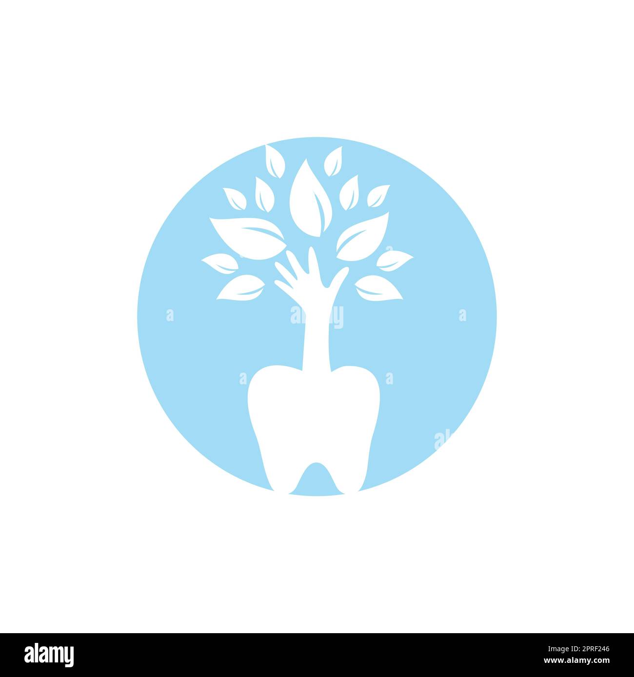 Dental care vector logo template. Teeth and hand tree icon design Stock