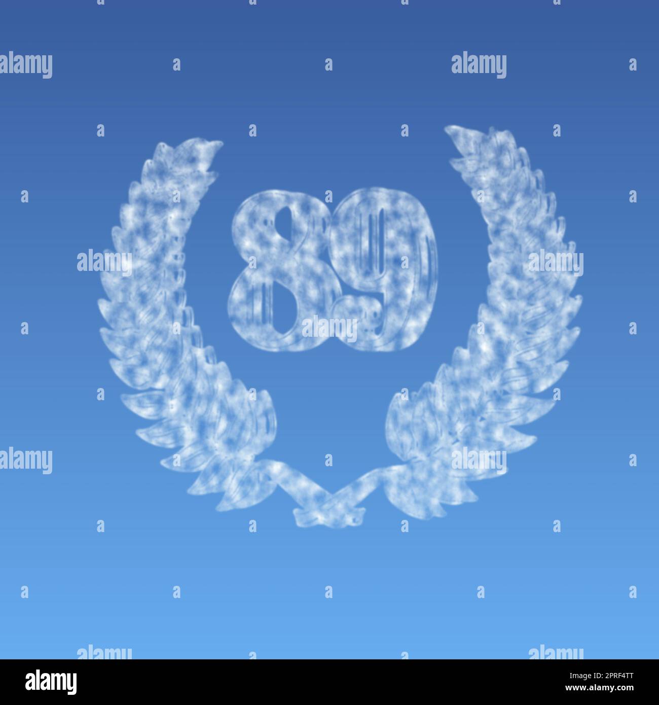 Number 89 with laurel wreath or honor wreath as a 3D-illustration, 3D-rendering Stock Photo