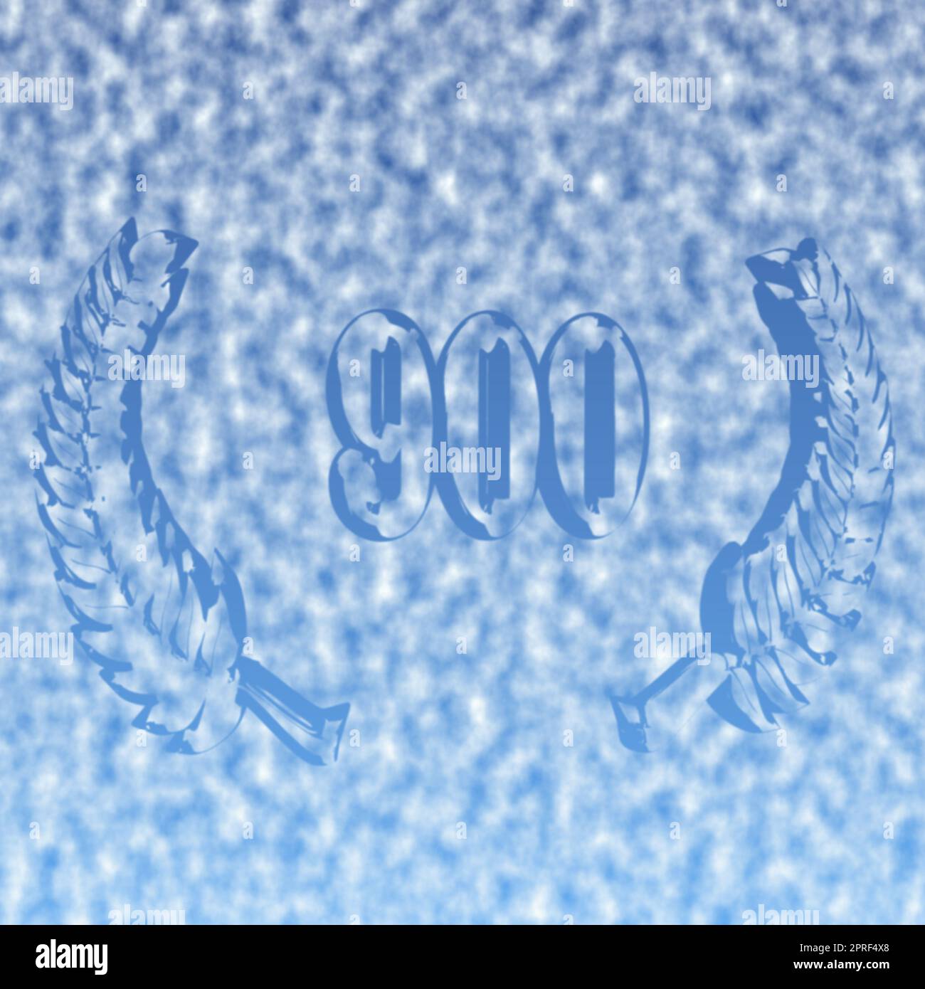 Number 900 with laurel wreath or honor wreath as a 3D illustration 3D