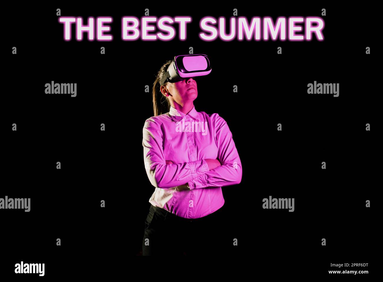 Text showing inspiration The Best Summer. Conceptual photo Great sunny season of the year exciting vacation time Businesswoman Holding Speech Bubble With Important Messages. Stock Photo
