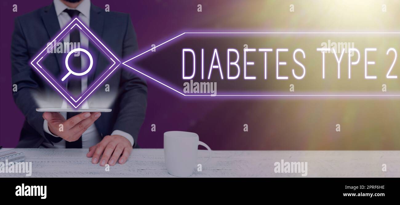 Text sign showing Diabetes Type 2. Internet Concept condition which body does not use insulin properly Stock Photo