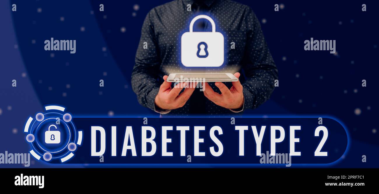 Writing displaying text Diabetes Type 2. Business idea condition which body does not use insulin properly Stock Photo