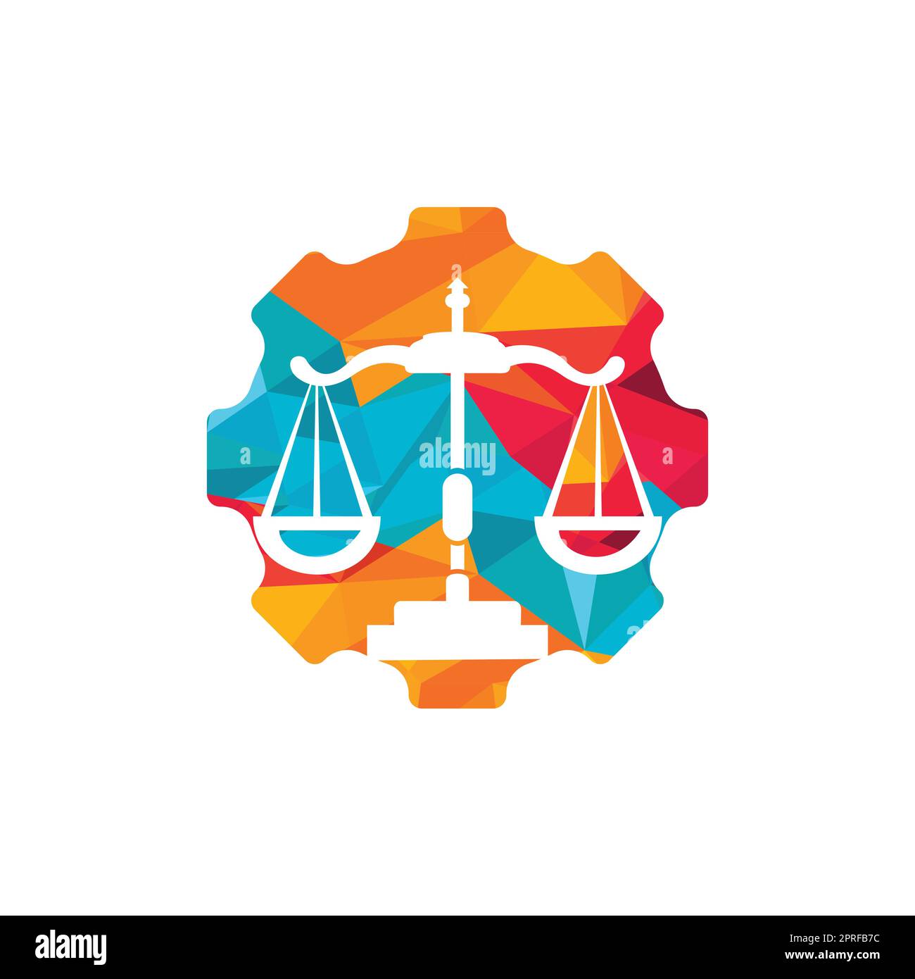 Industrial law firm vector logo design concept. Law firm with gear logo