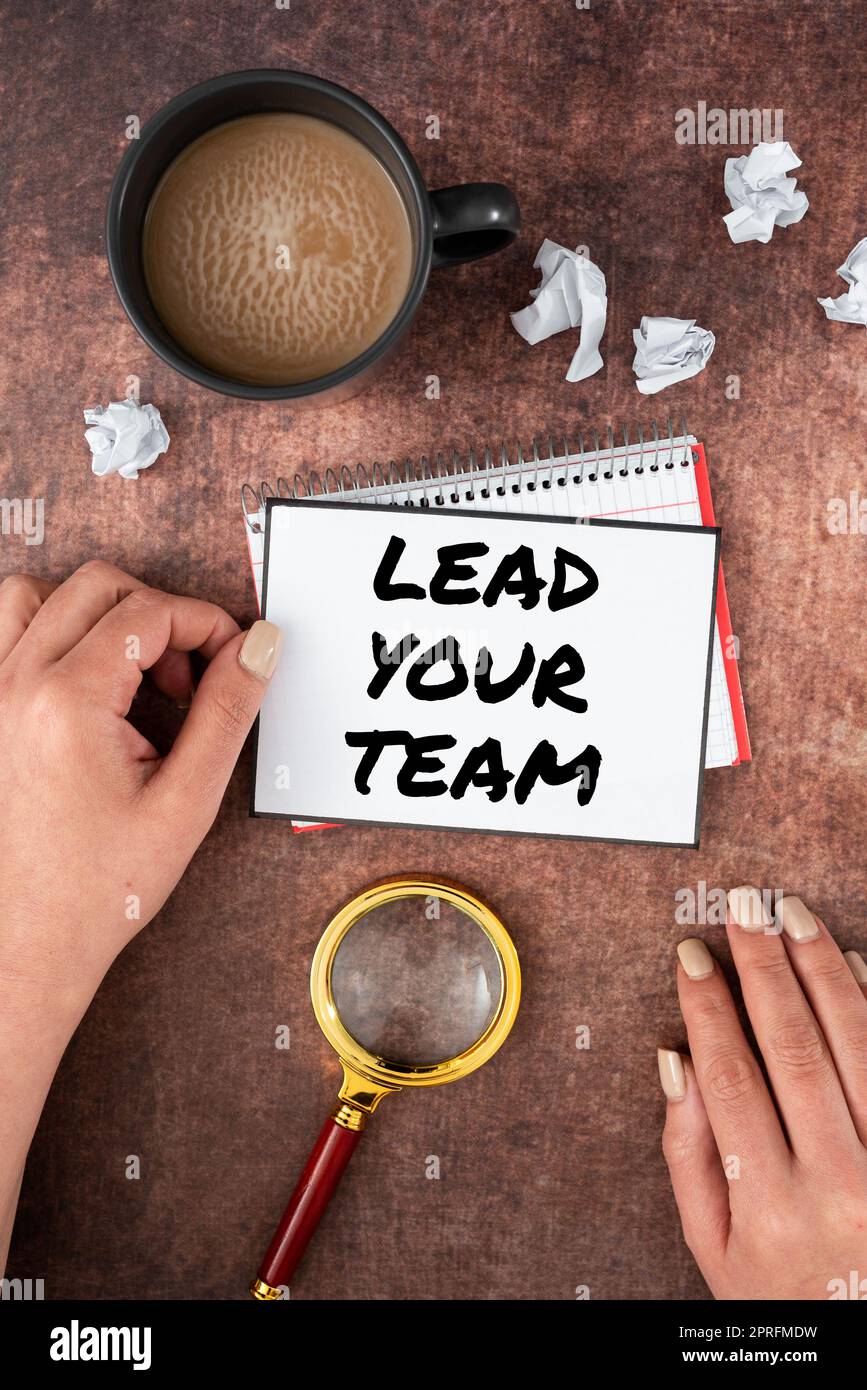 https://c8.alamy.com/comp/2PRFMDW/text-showing-inspiration-lead-your-team-business-overview-be-a-good-leader-to-obtain-success-and-accomplish-goals-speech-bubble-sheet-with-crumpled-papers-magnifying-glass-and-coffee-cup-2PRFMDW.jpg