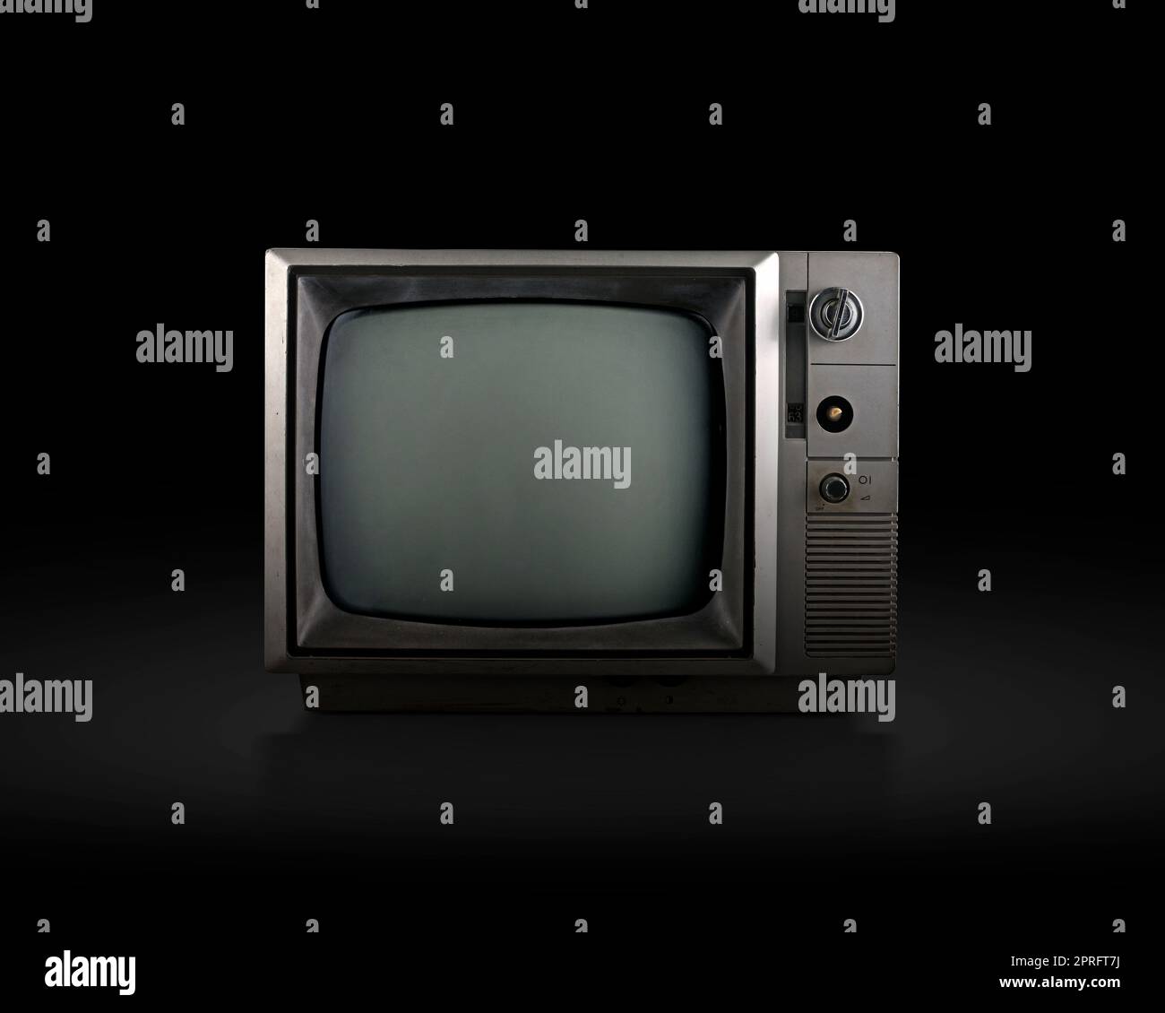 retro old television on black background Stock Photo