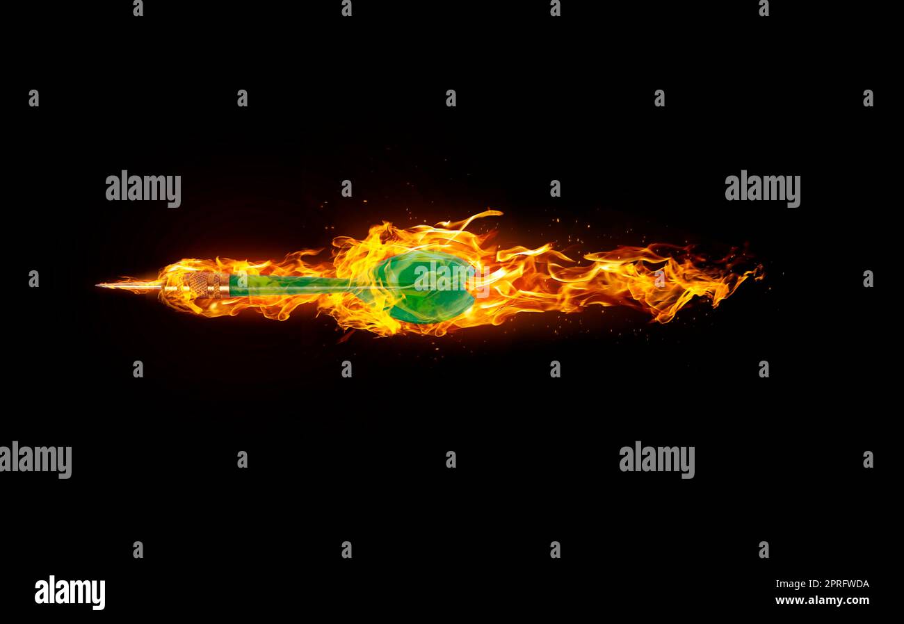 Darts, on fire on black background. 3d render Stock Photo Alamy