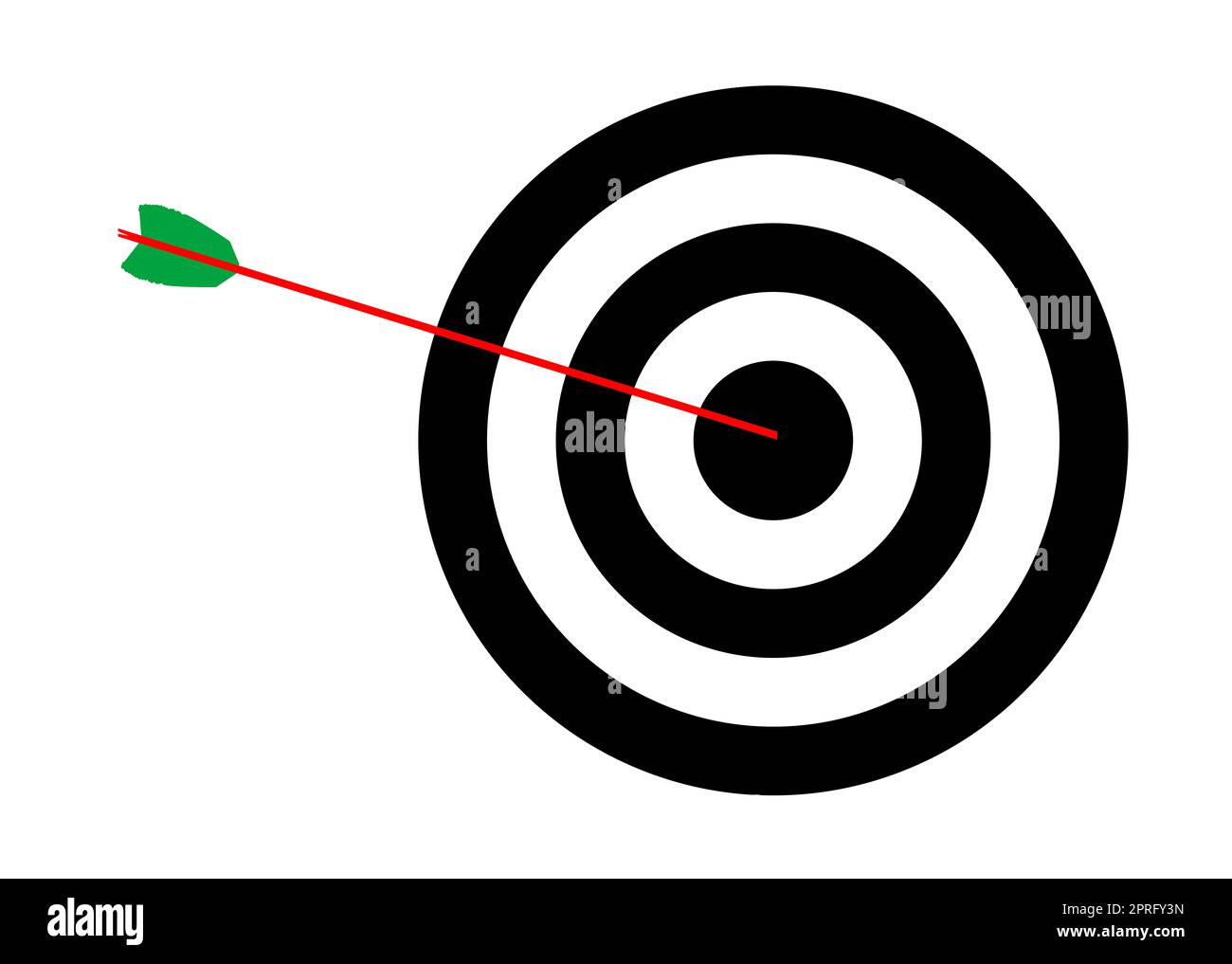 Arrow hitting the target bullseye bullseye isolatted on a white