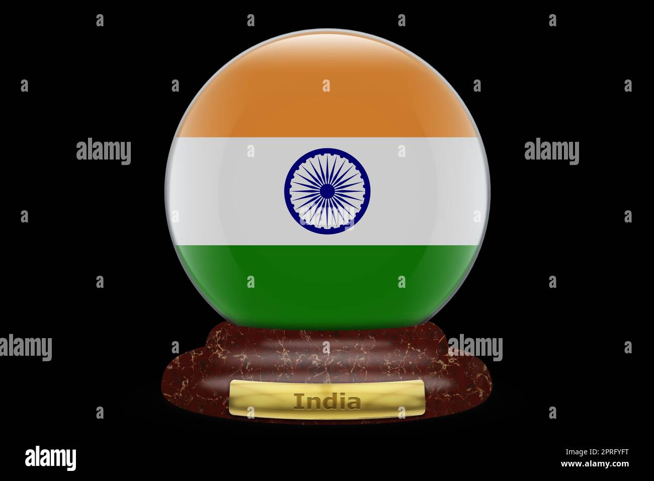 3D Flag of India on a globe Stock Photo - Alamy