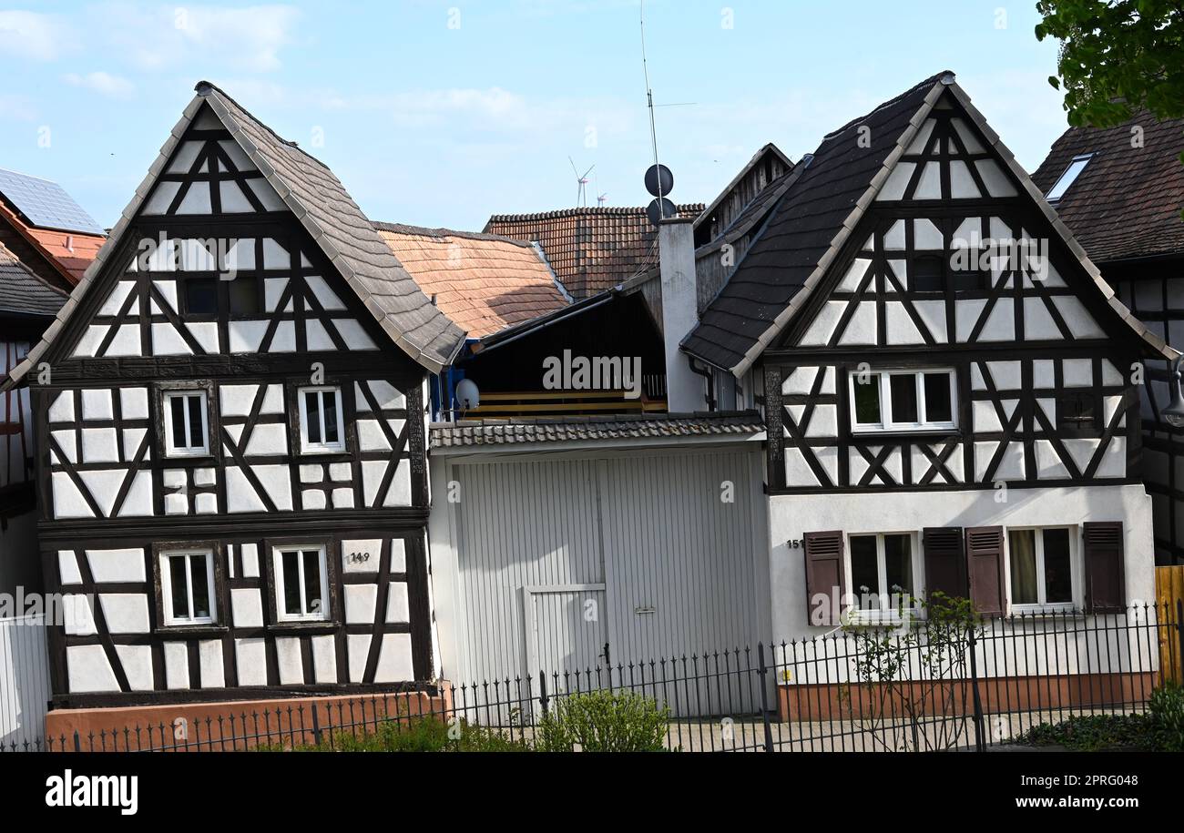 Half-timbered houses in Herxheim Stock Photo
