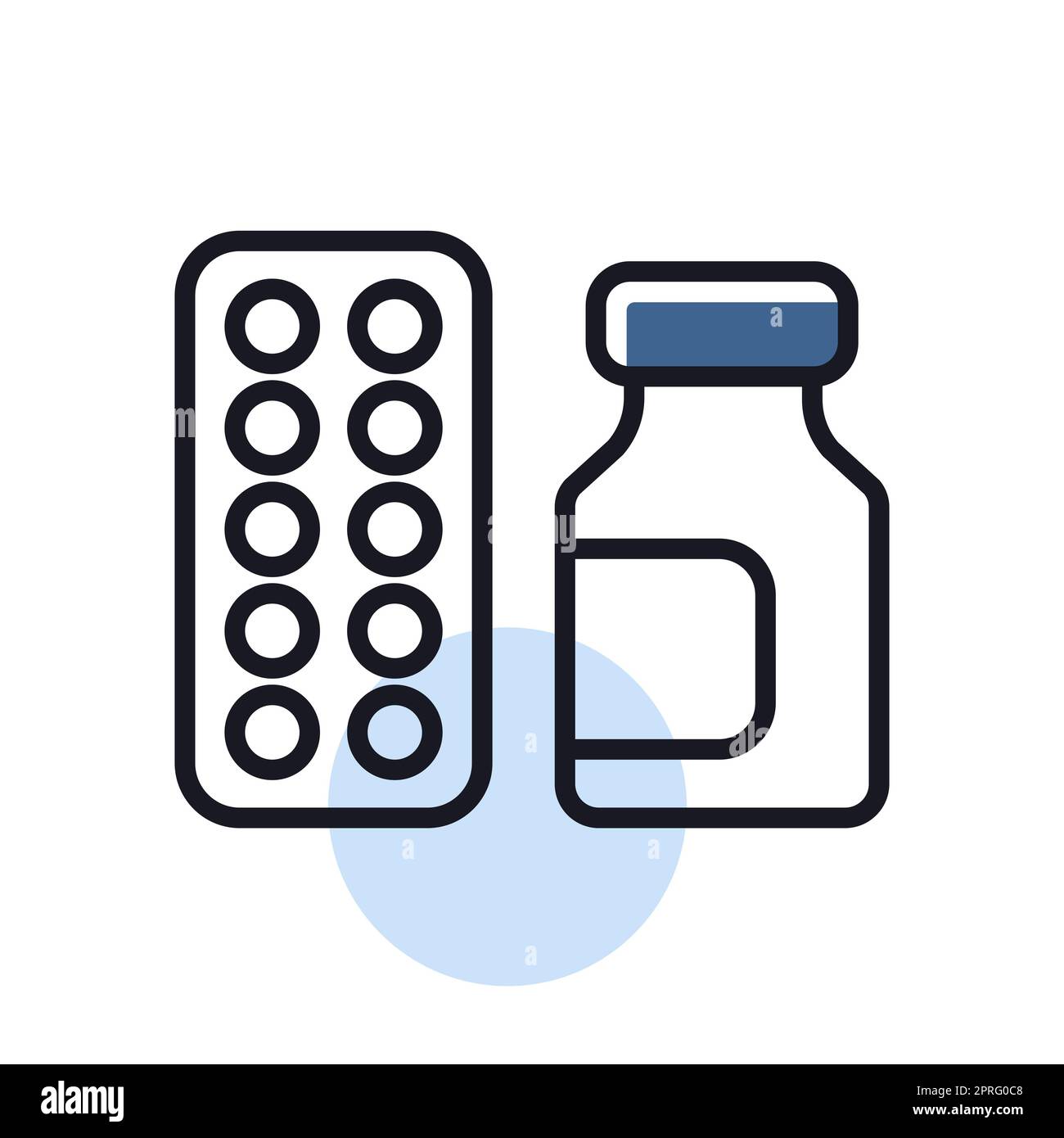 Medicine jar and pills strip vector icon. Medical sign. Coronavirus. Graph symbol for medical