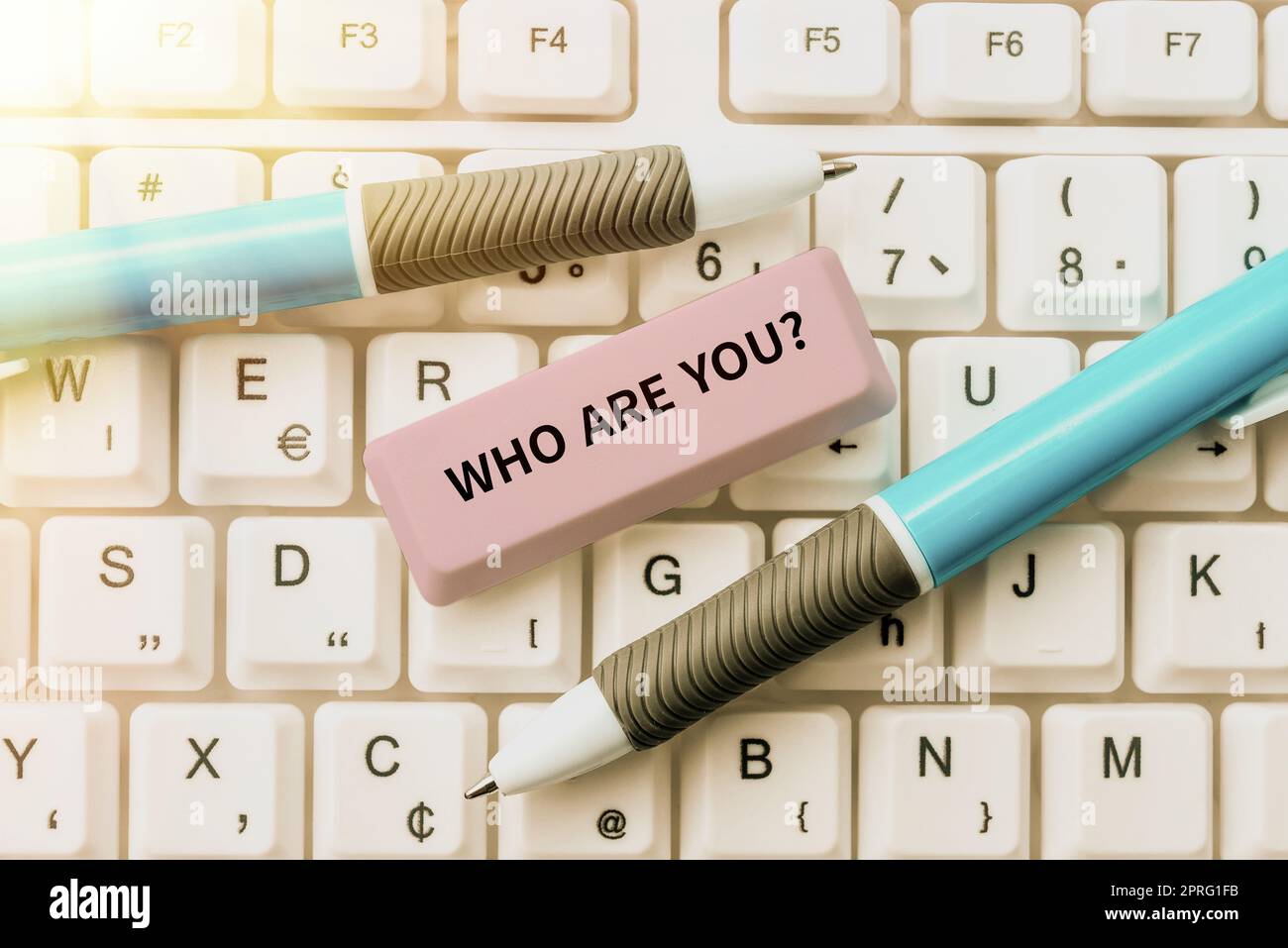 Text showing inspiration Who Are You Question. Word for Identify yourself description personal characteristics Stock Photo