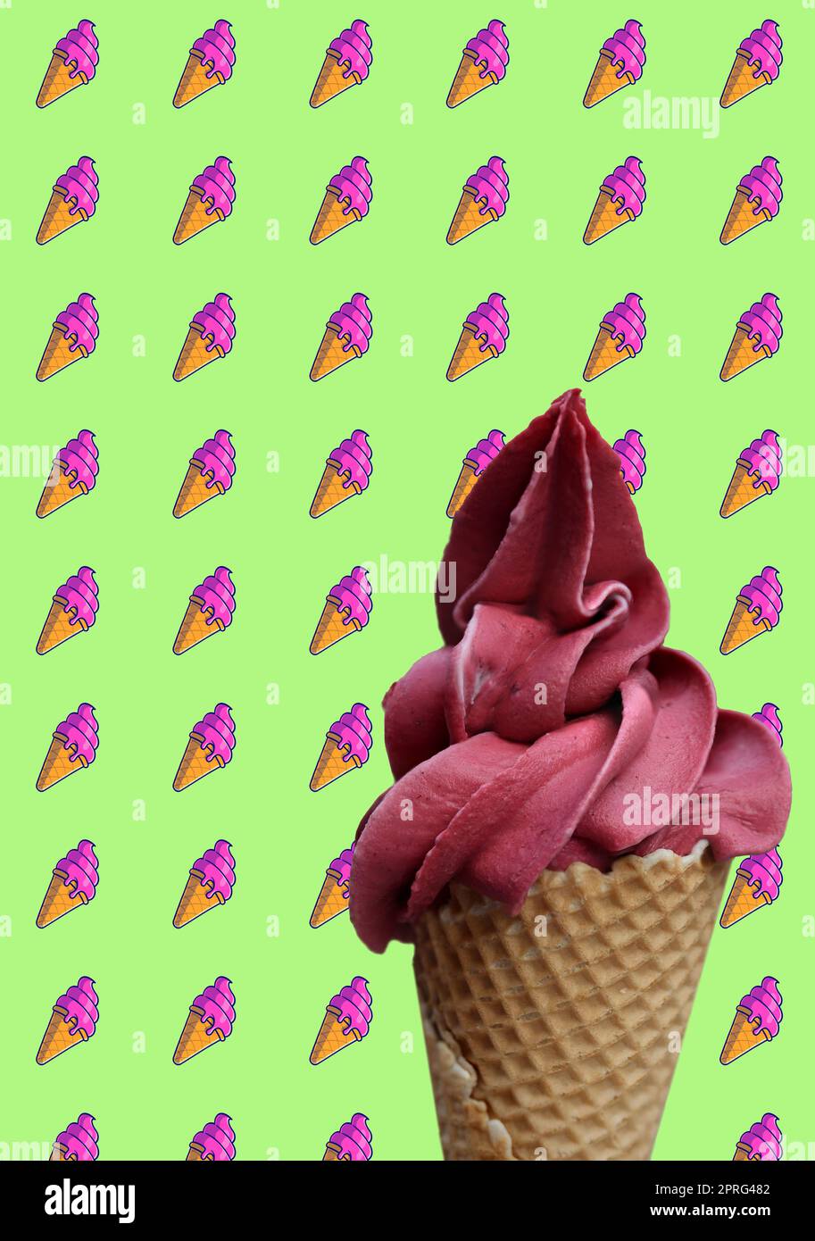 A waffle ice cream cone filled with a delicious freshly made raspberry