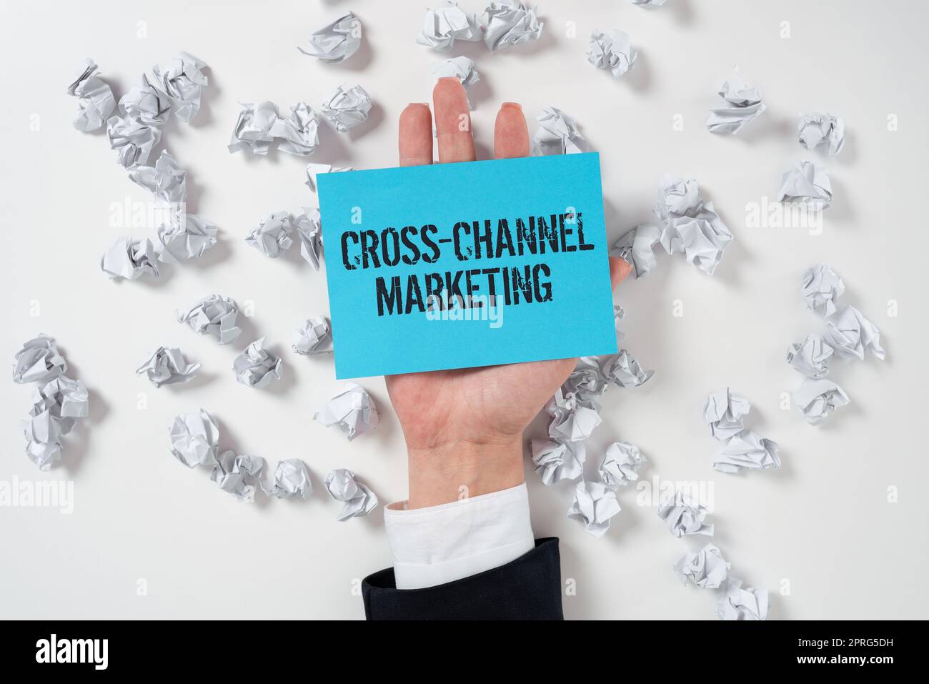 Writing displaying text Cross Channel Marketing. Word for Engaging with customer across every digital channel Lady Holding Puzzle Piece Representing Innovative Problem Solving Ideas. Stock Photo