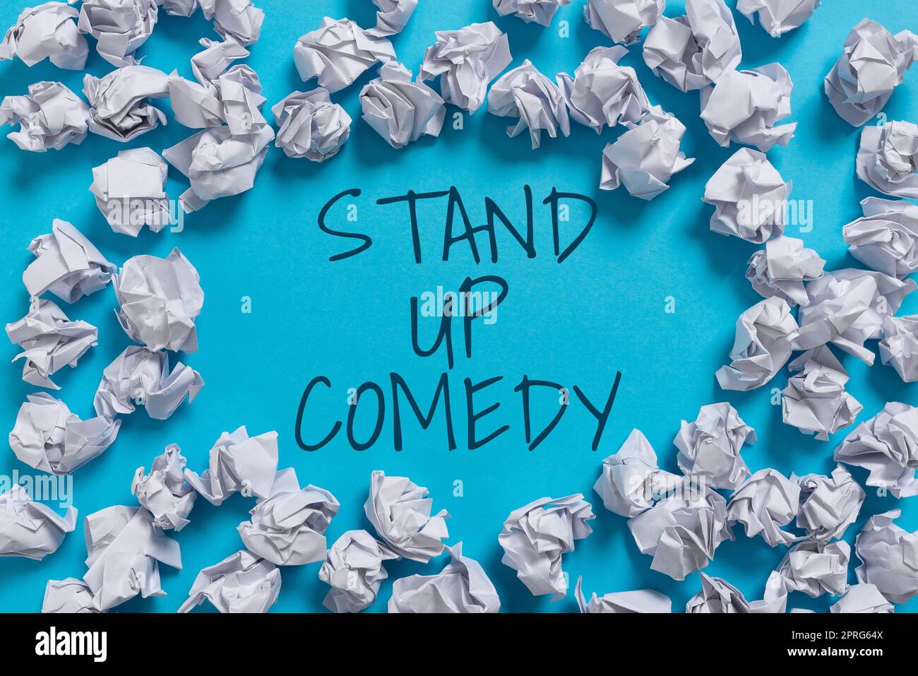 Handwriting text Stand Up Comedy. Conceptual photo Comedian performing speaking in front of live audience Pair Of Speech Bubbles In Oval Shape Representing Exchanging Of Ideas. Stock Photo