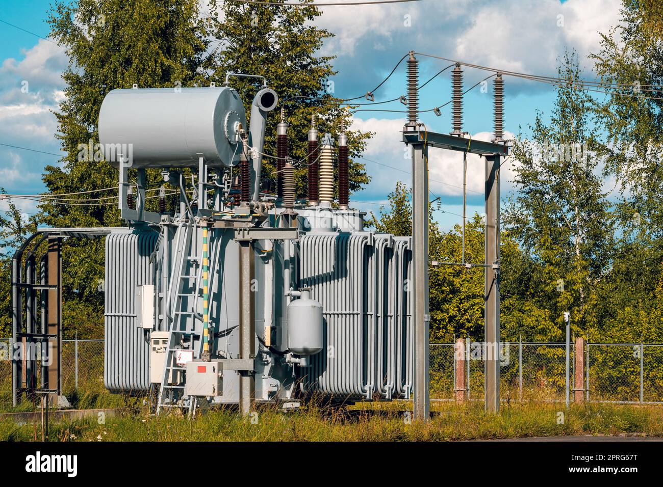 Power Transformer in substation Stock Photo