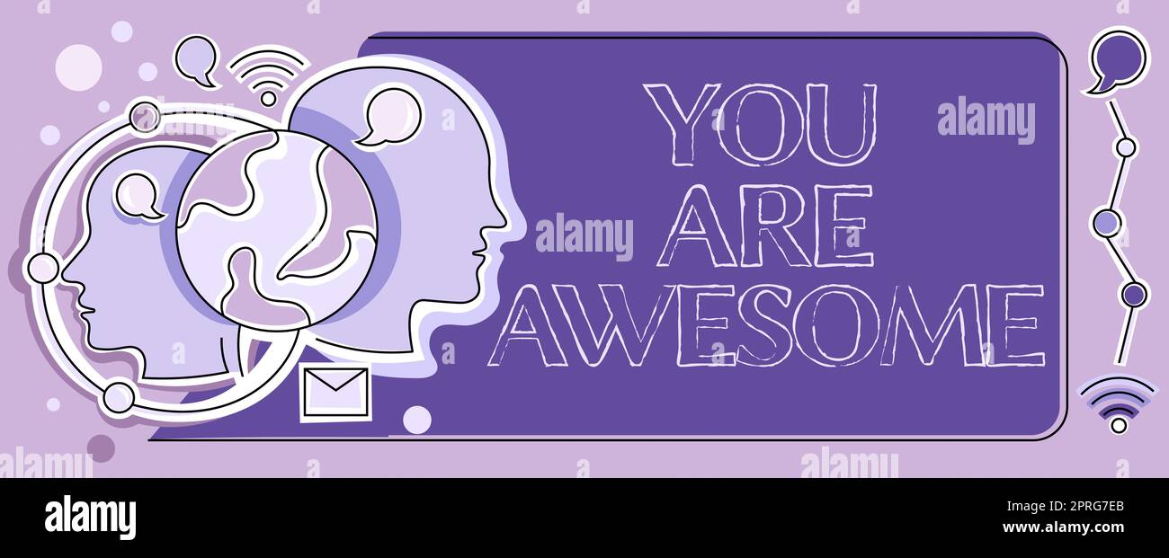 Sign displaying You Are Awesome. Concept meaning To have a great opinion about someone Admiration Wonder Blank Chat Boxes And Geometric Angles Representing Creative Banners. Stock Photo