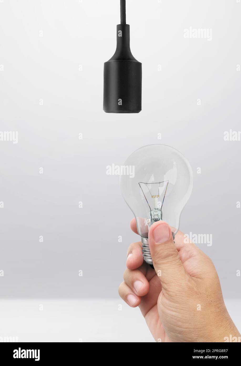 Power save LED lamp changing Stock Photo