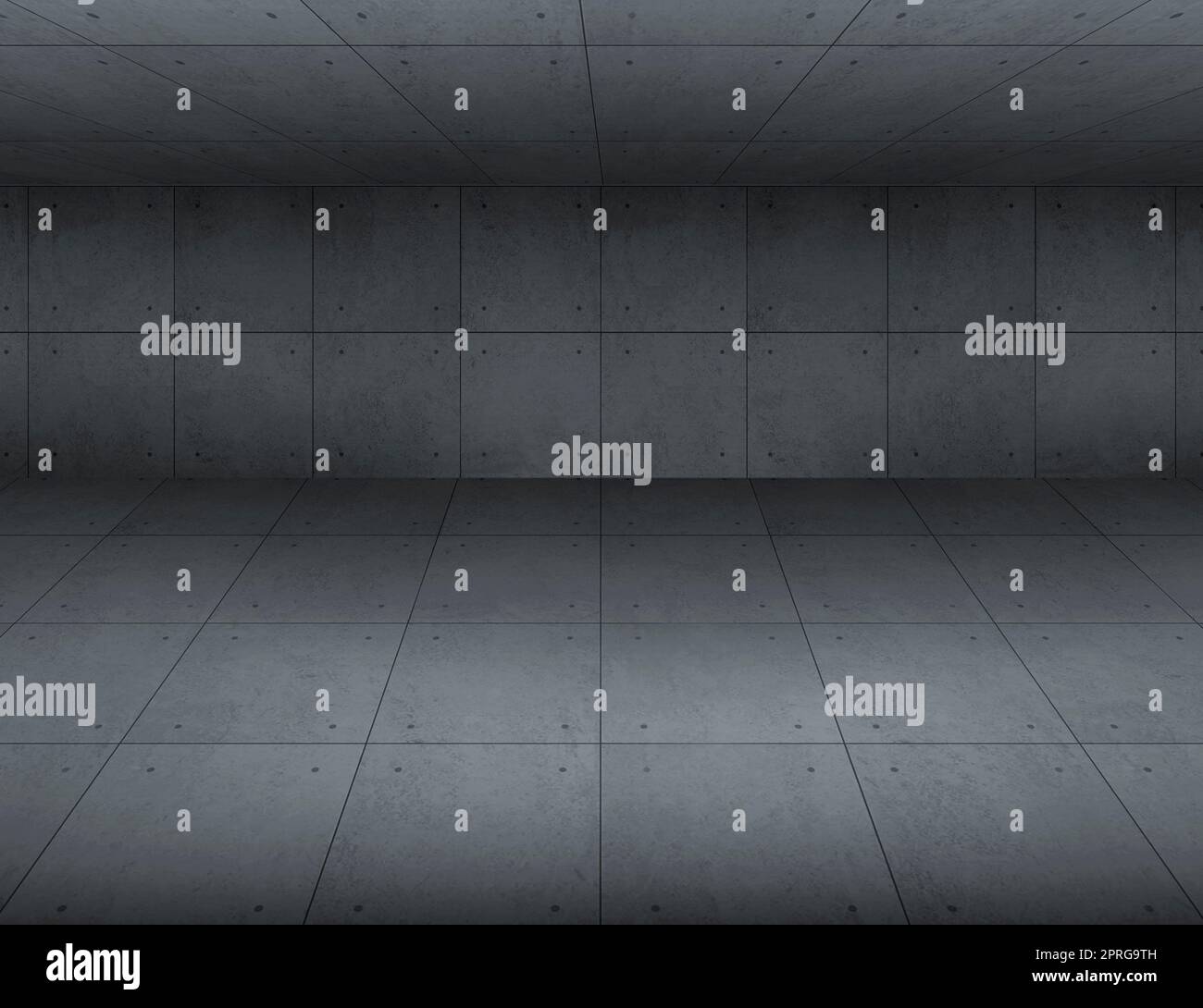 Empty room with concrete floor and wall 3D Render Stock Photo - Alamy