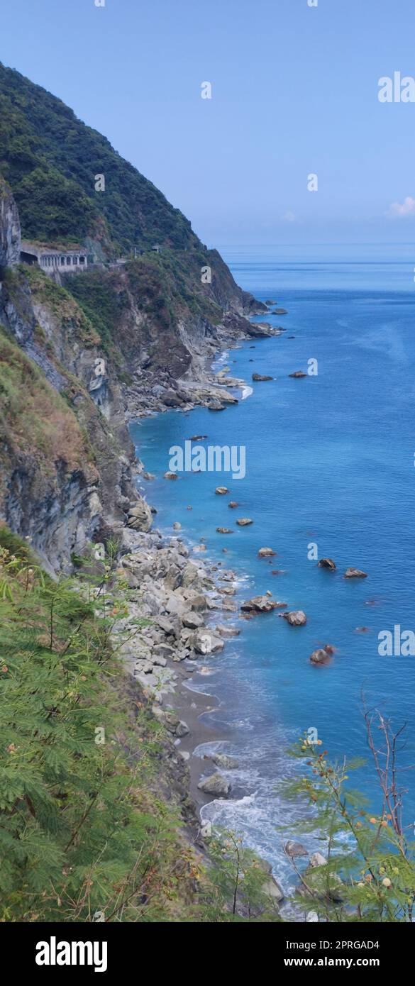 Chingshui Ocean cliffs are the highest coastal cliffs in Taiwan Stock Photo