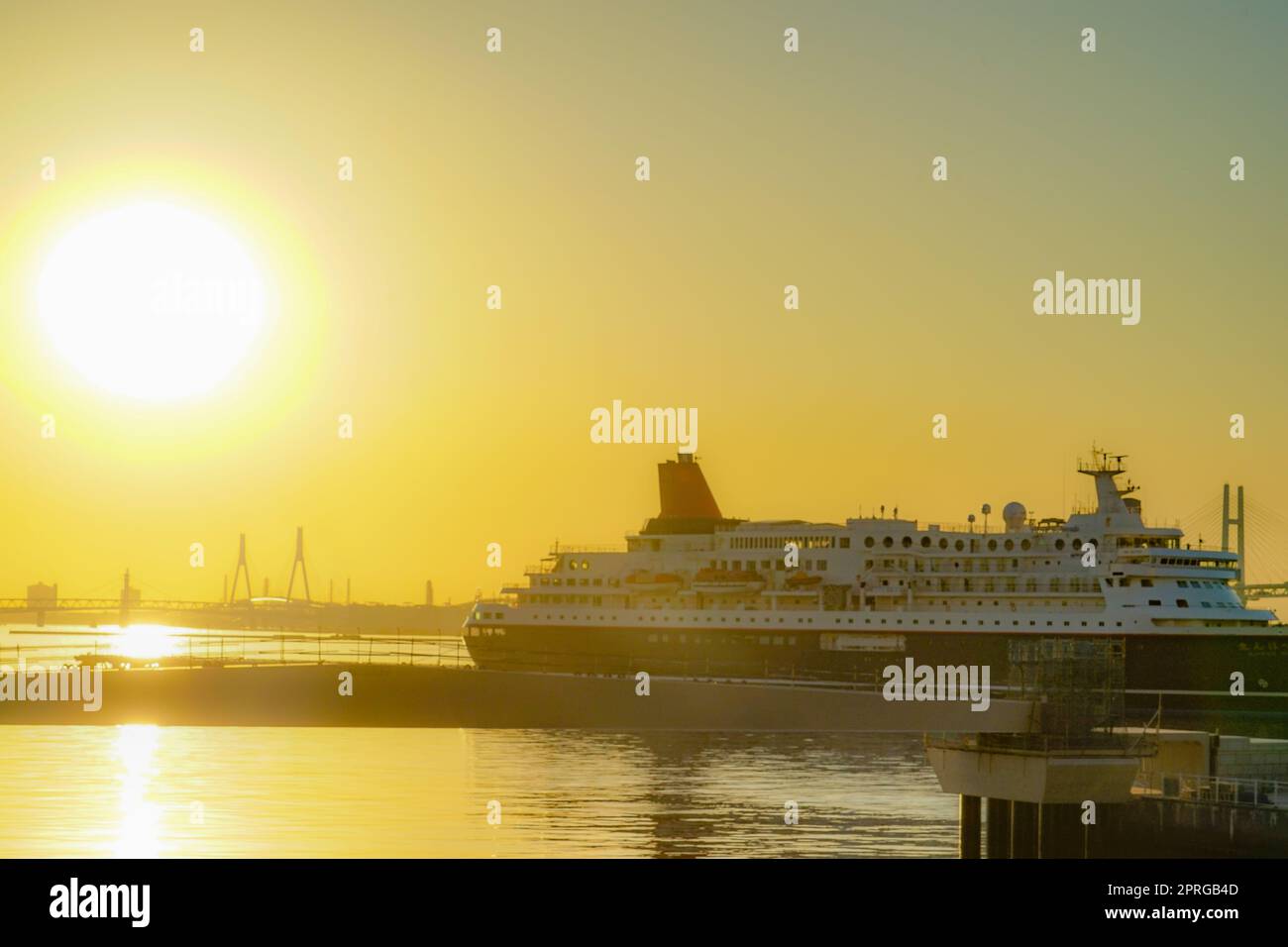 Nippon Maru and morning ray Stock Photo