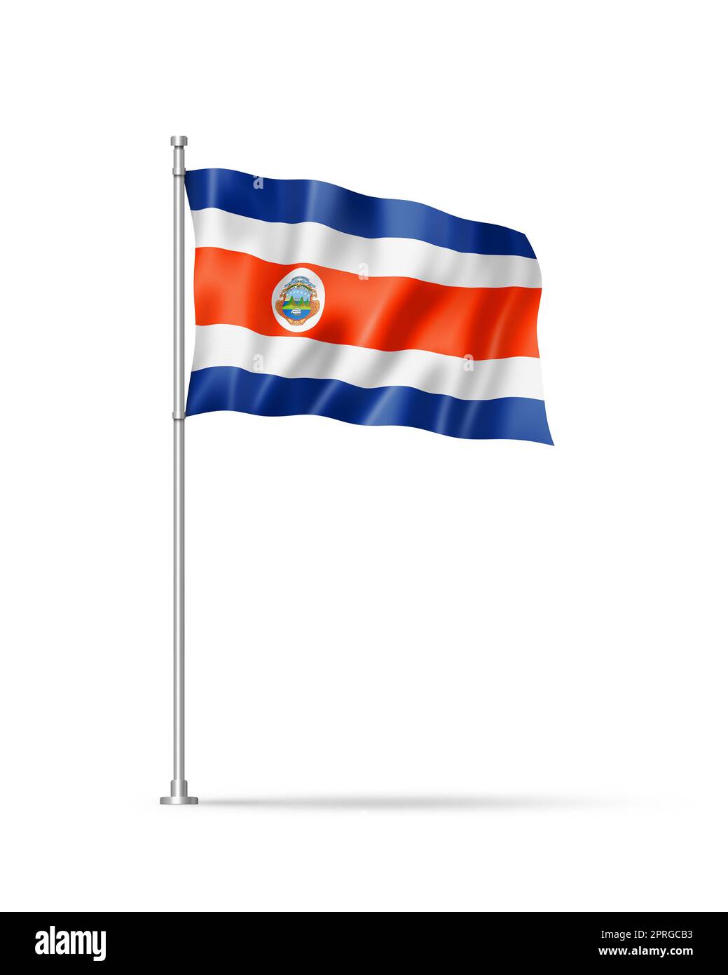 Costa Rica flag, 3D illustration, isolated on white Stock Photo