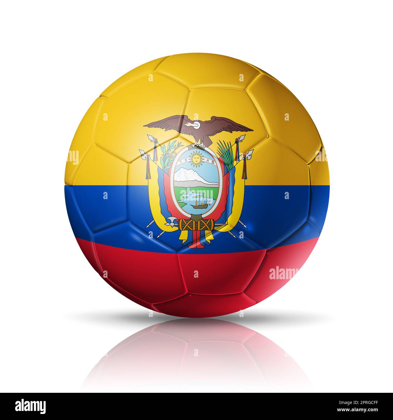 3D soccer ball with Ecuador team flag, football 2022. isolated on white