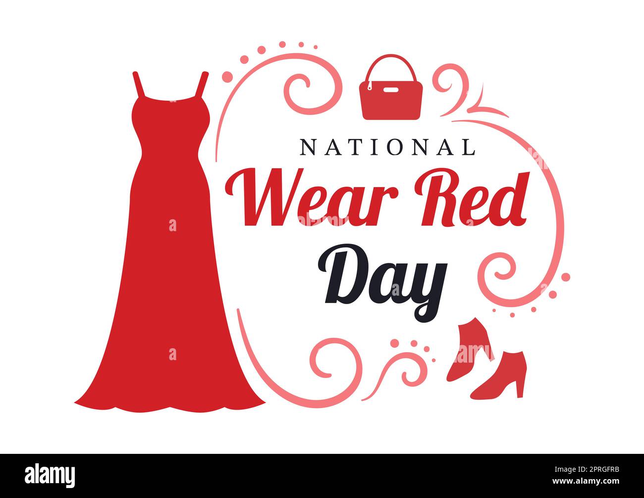 National Wear Red Day on February 7th Template Hand Drawn Cartoon Flat