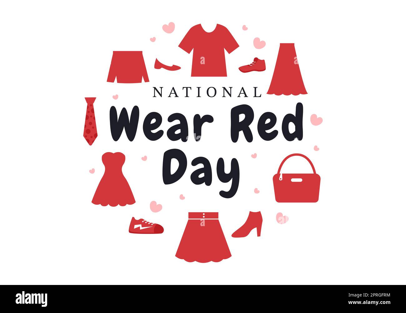 National Wear Red Day on February 7th Template Hand Drawn Cartoon Flat