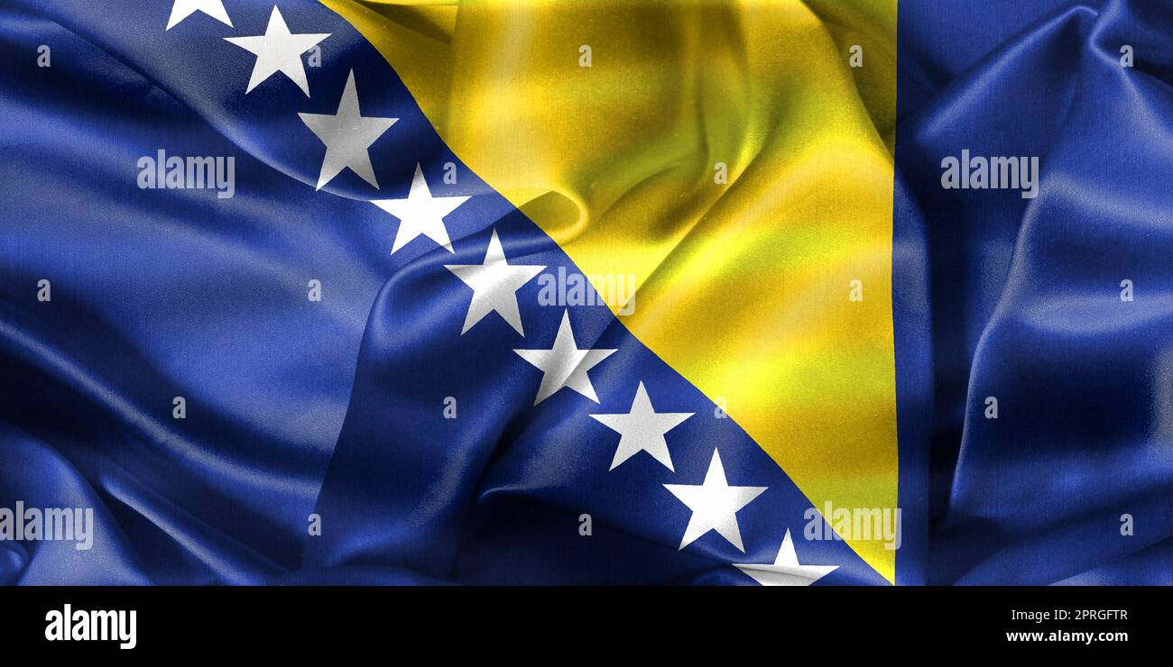Bosnia and Herzegovina flag - realistic waving fabric flag Stock Photo ...