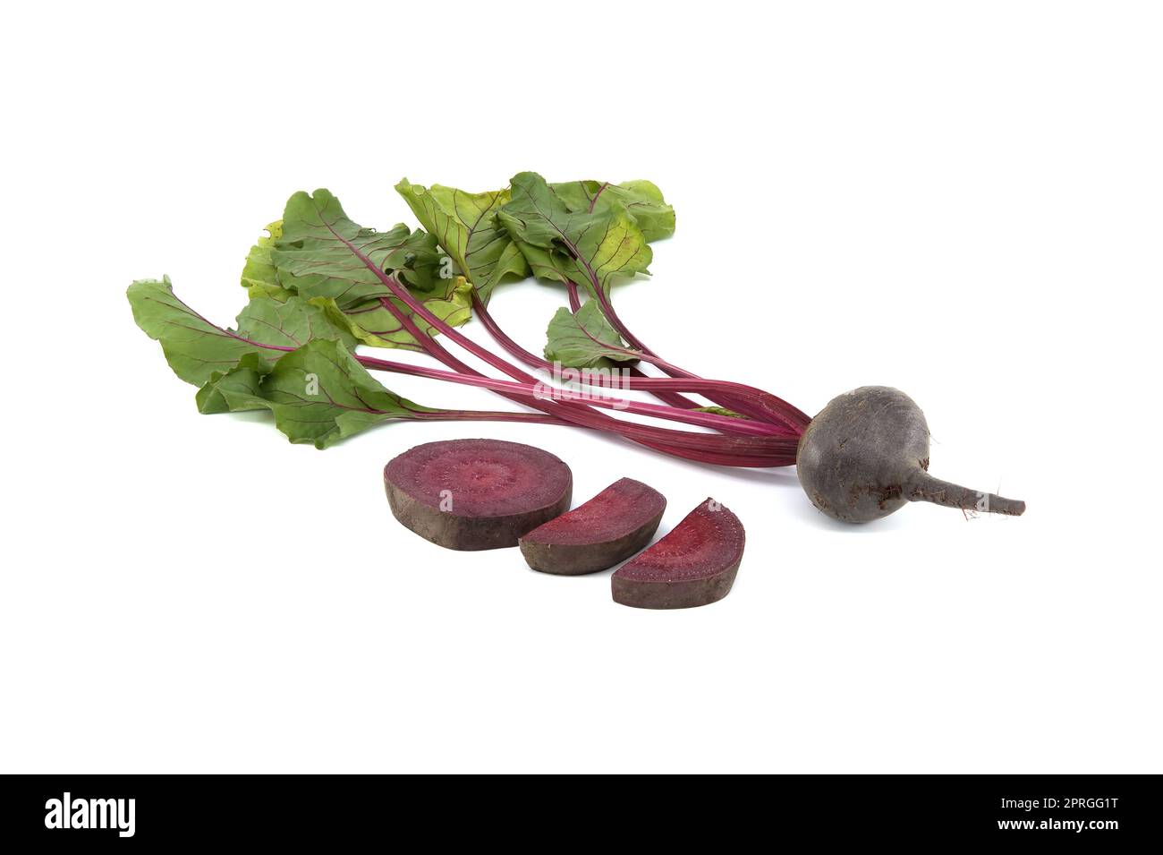 Whole and sliced beetroot over white background Stock Photo