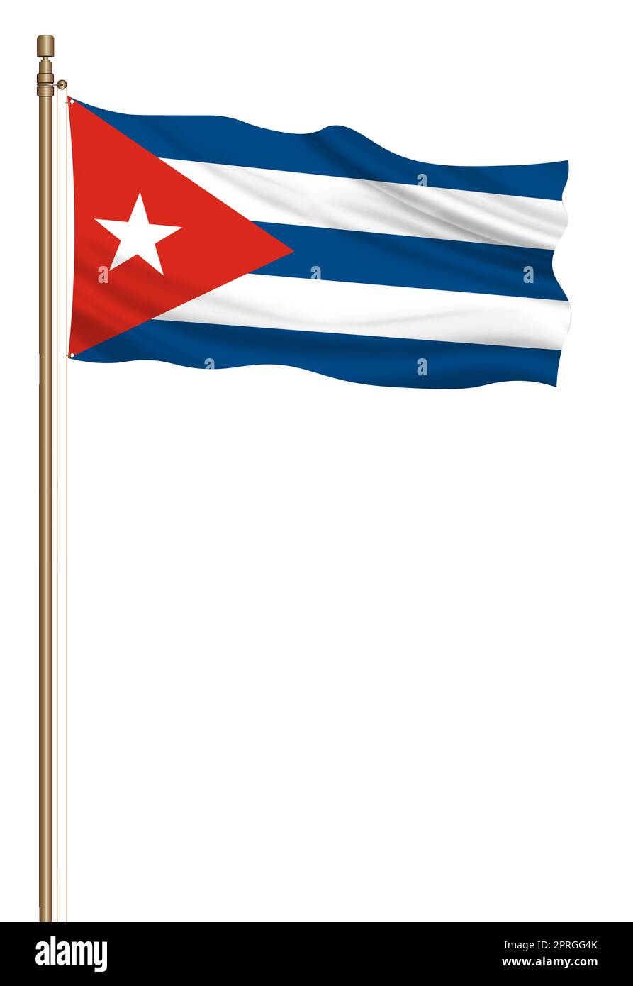 3D Flag of Cuba on a pillar Stock Photo
