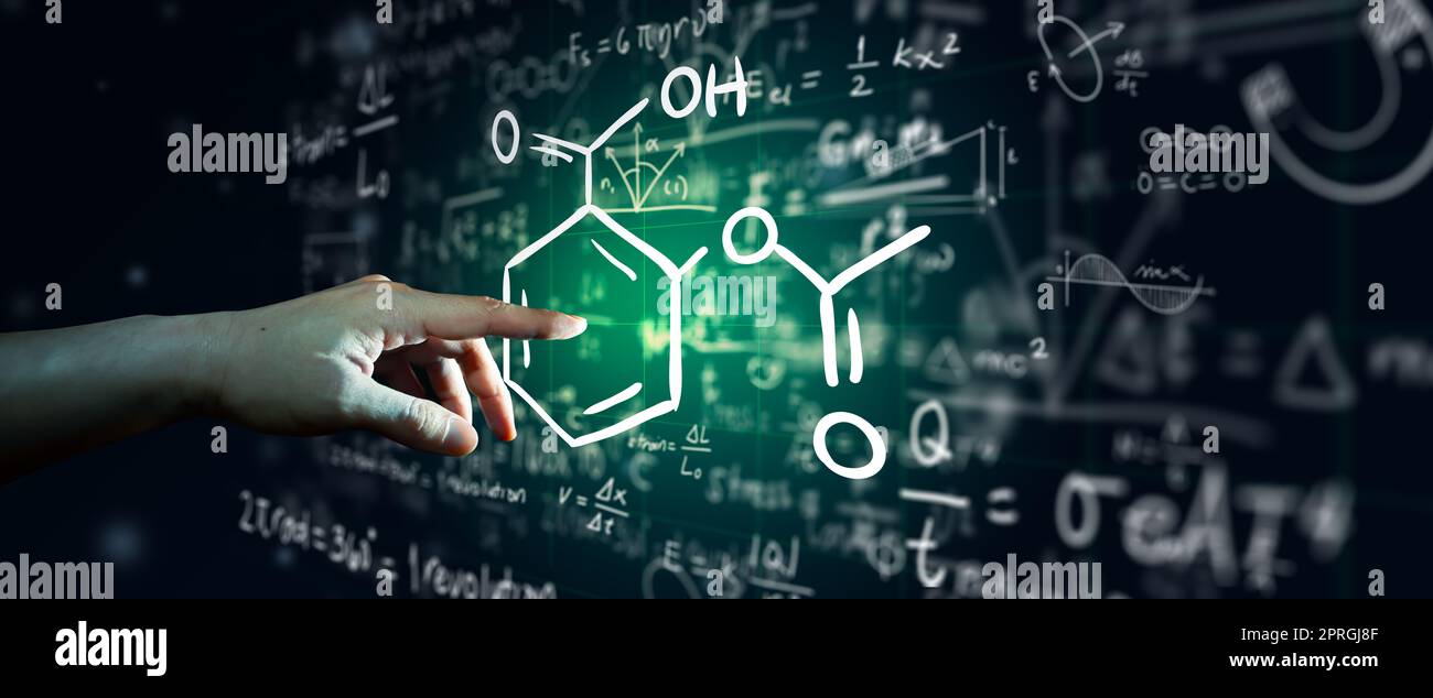 Maths and Science formula on black board. Stock Photo