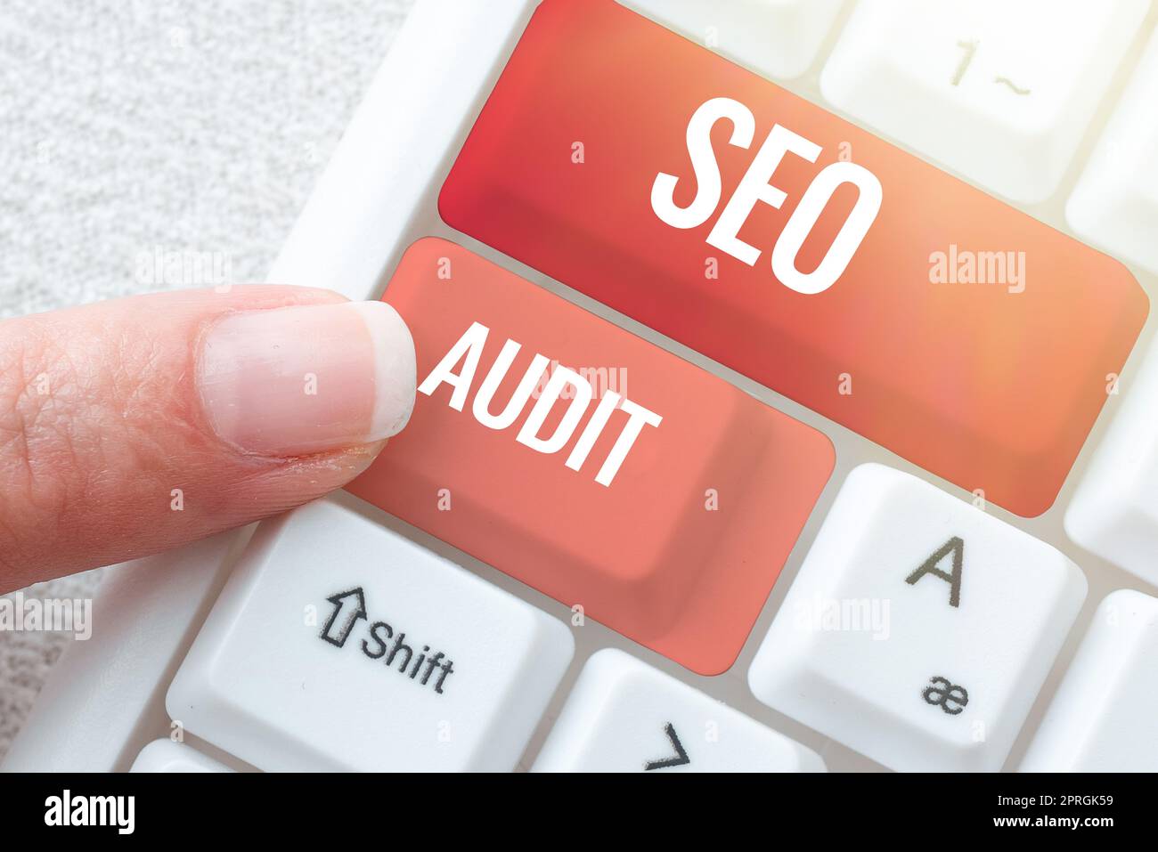 Conceptual caption Seo Audit, Word for Search Engine Optimization validating and verifying process Stock Photo