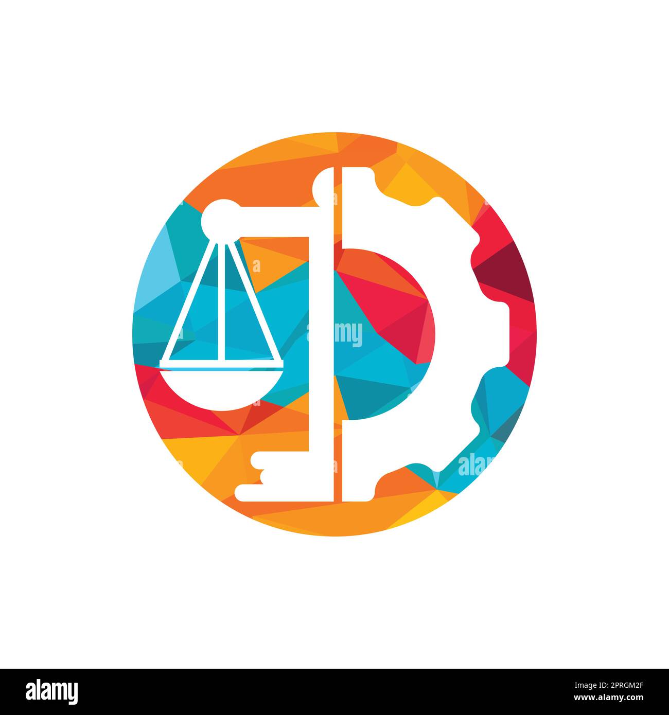 Industrial law firm vector logo design concept. Law firm with gear logo