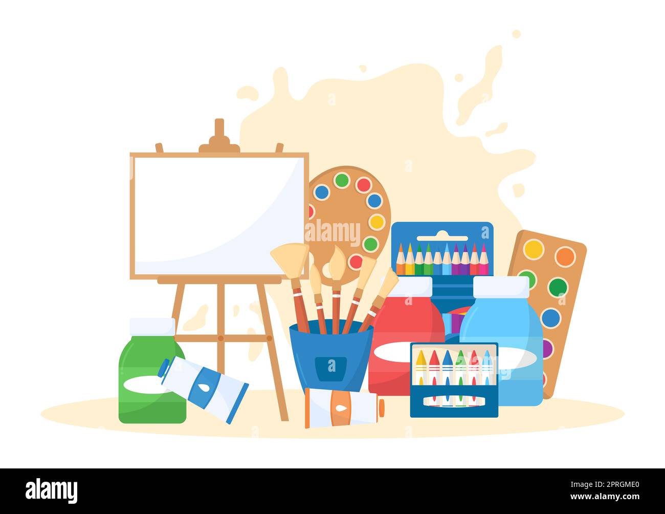 Art Shop with Painting Supplies Store Accessories and Tools for Drawing