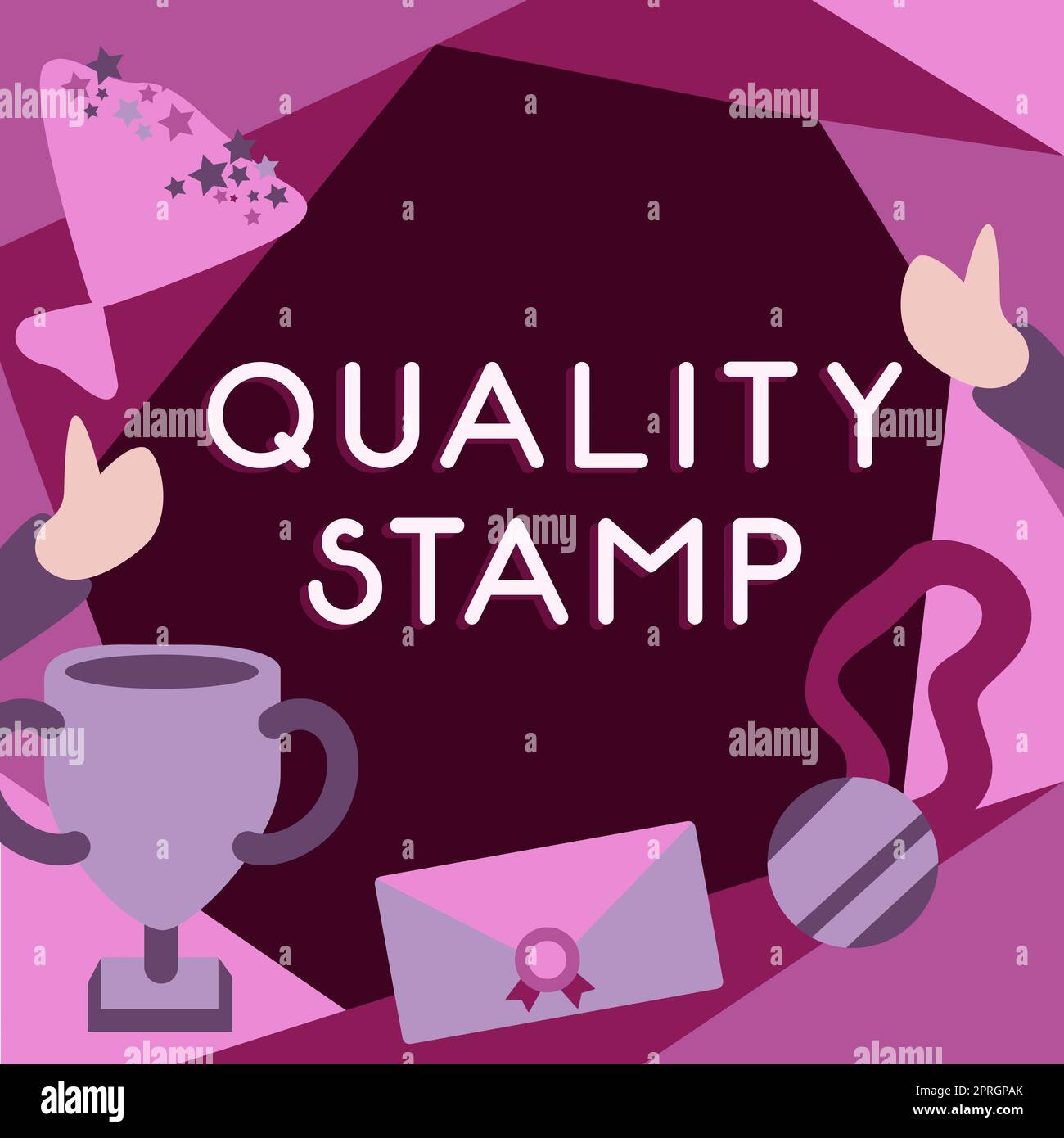 Text caption presenting Quality Stamp, Word for Seal of Approval Good ...