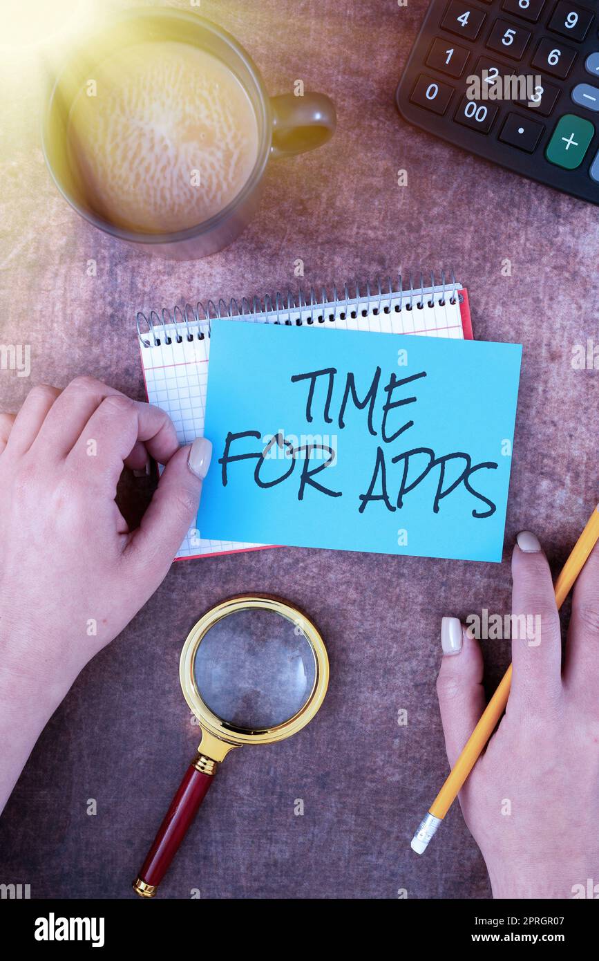 Hand writing sign Time For Apps. Word Written on The best fullfeatured ...
