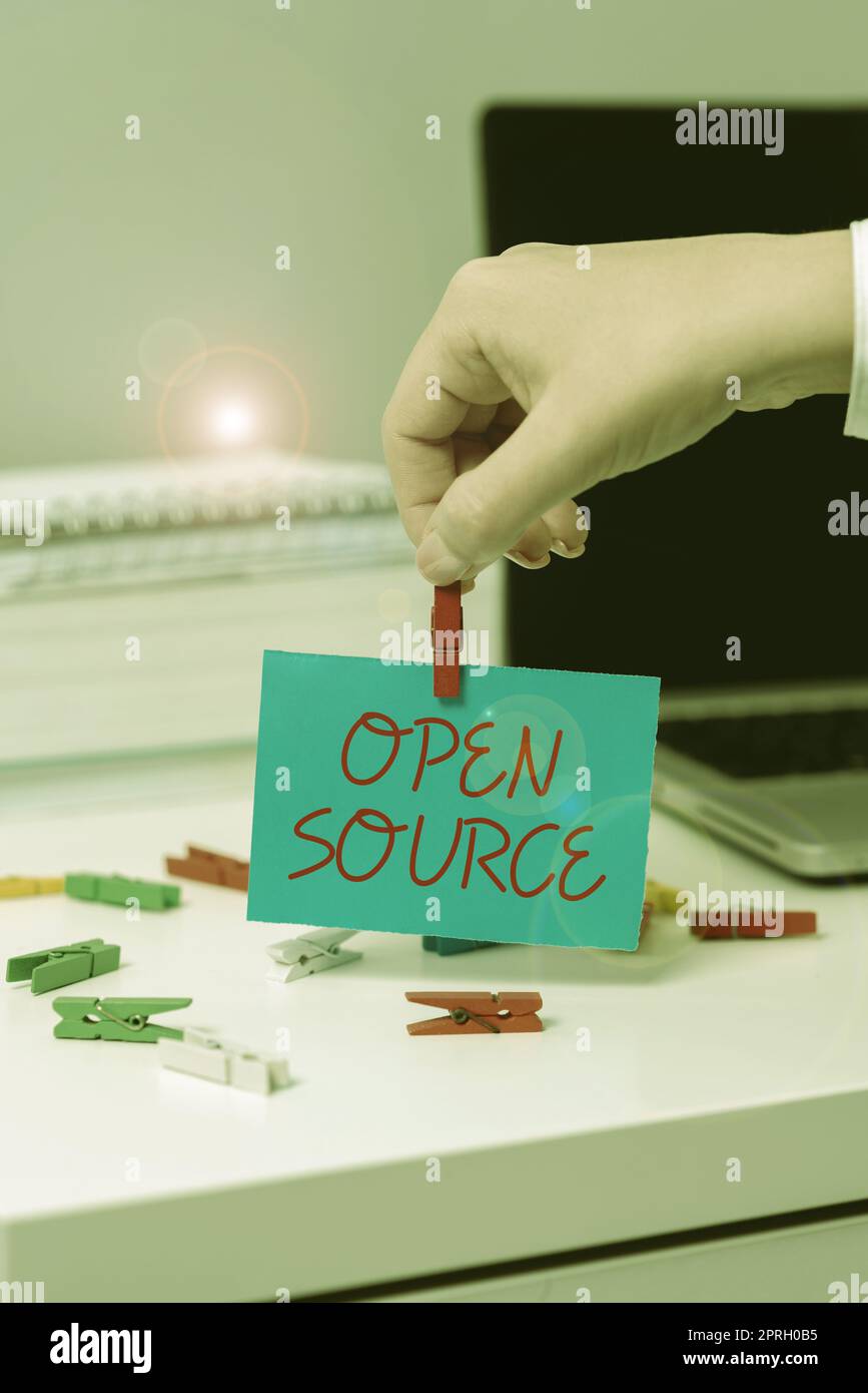 Text sign showing Open Source, Business approach contains the source code that can be modified and enhanced Stock Photo
