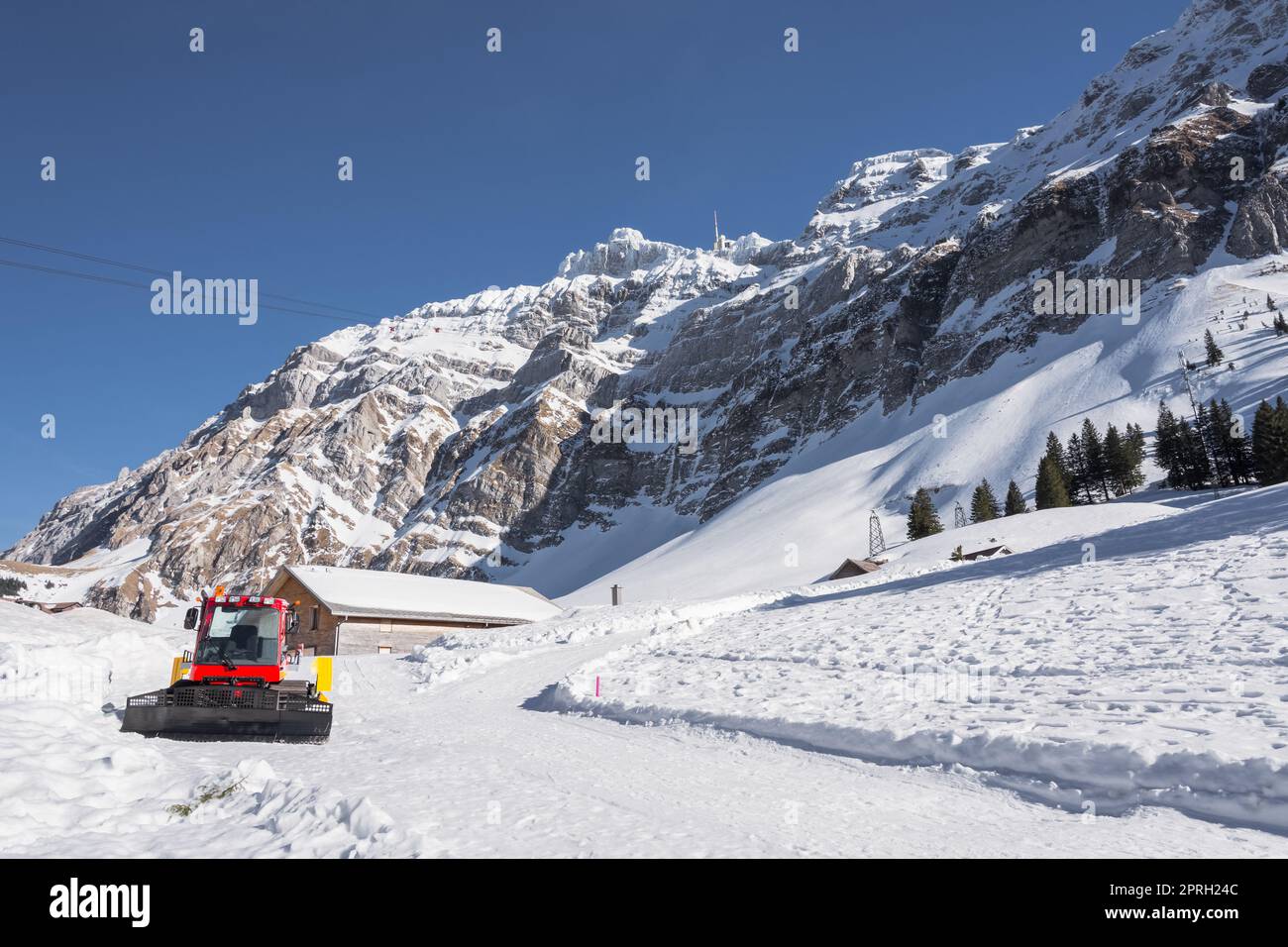 Schwaegalp and Mount Saentis in winter, Canton Appenzell-Ausserrhoden, Switzerland Stock Photo