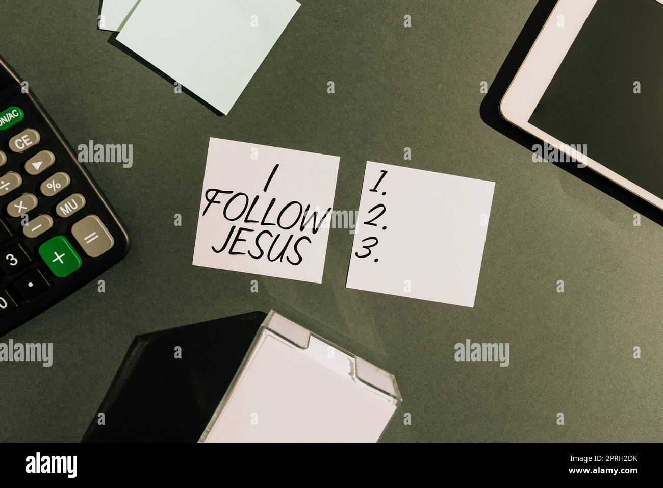 Sign displaying I Follow Jesus. Business idea Religious person with lot ...