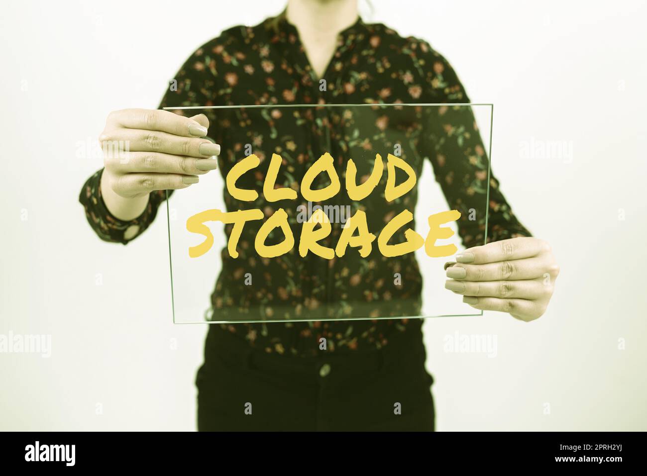 Hand writing sign Cloud Storage, Business overview computing connect devices to cloud data on remote storage Stock Photo