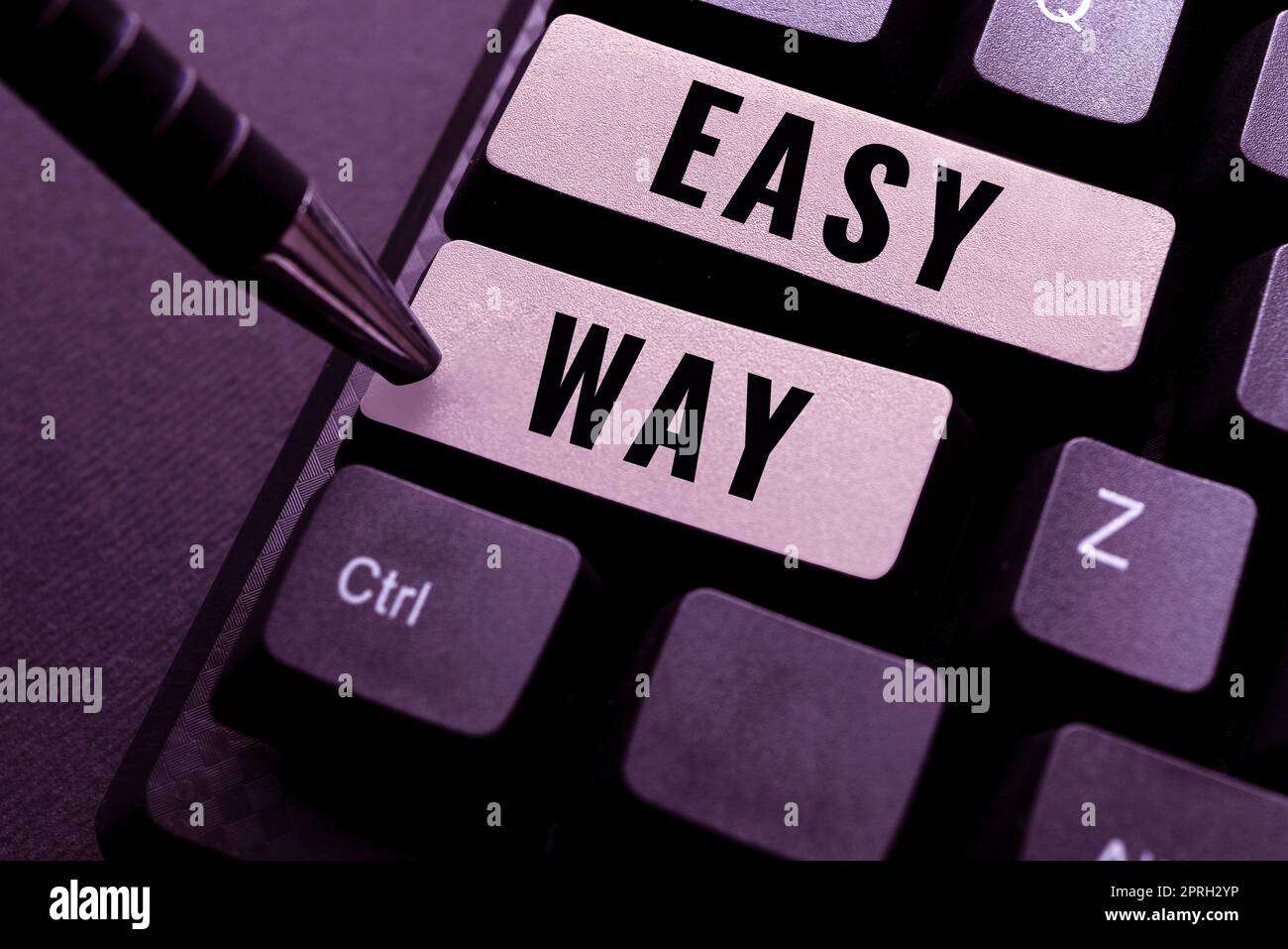 Text caption presenting Easy Way, Word for making hard decision between two less and more effort method Stock Photo