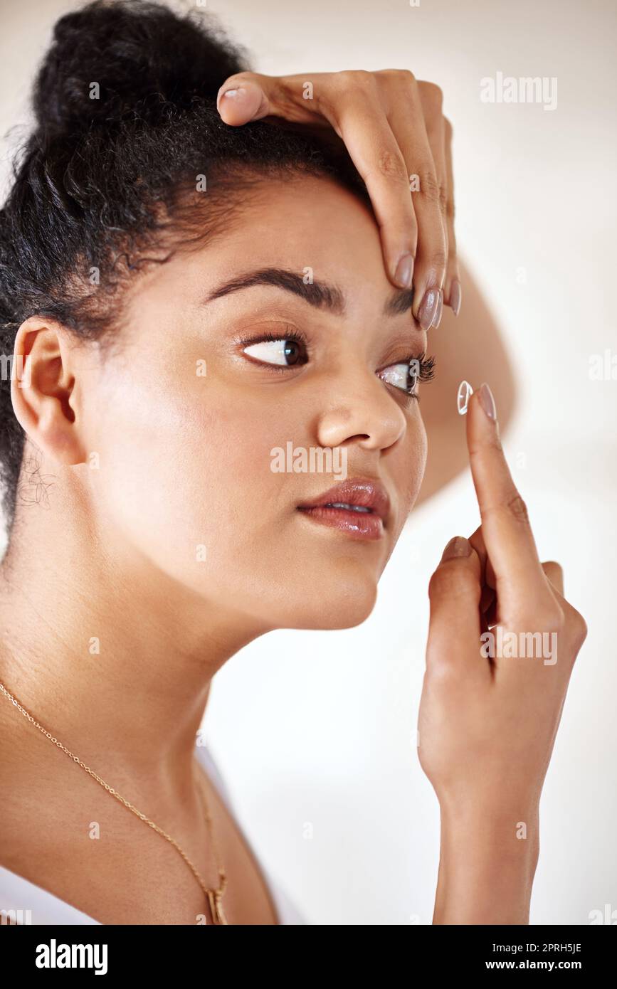 Keeping her eyes and vision in peak performance and health. a young